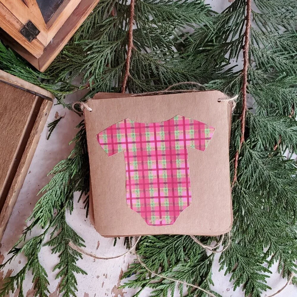 Plaid and Green Onesie Holiday Banner Set